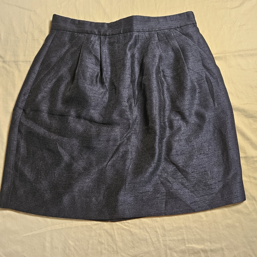 H&M Navy Blue Pleated Mini Skirt Size 8 A-Line Lined Pockets